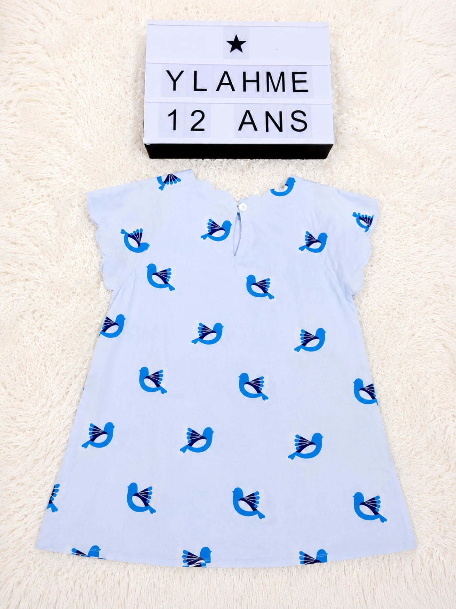Blusa Jacadi Paris azul céu com estampa de pássaros 12 anos 👒 – photo 6